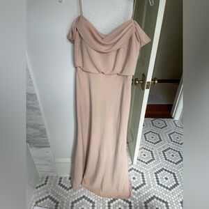 Jenny Yoo Sabine Chai Pleated Cold-Shoulder Dress Peach Womens Size 6